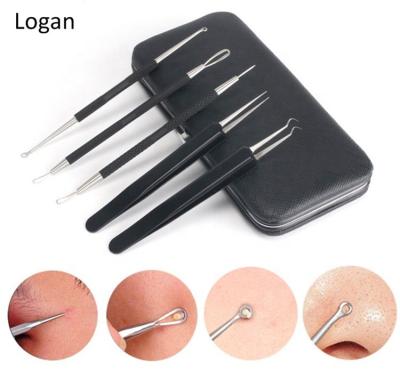 China High Quality Blackhead Remover Blackhead Remover Black With Mirror Blackhead Comedone Extractor Tool Kit for sale