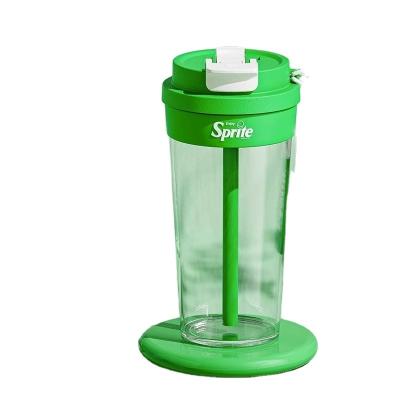 China Viable Morden Style 580ml Plastic Straw Water Bottle Leakproof Plastic Tumbler Co-branded With Sprite For Gifts for sale