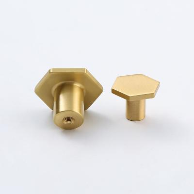 China Modern Hexagon Furniture Handles Solid Brass Drawer Knobs Sideboards Knobs Pulls For Cabinets And Drawers Wardrobe Pulls for sale