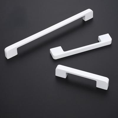 China 96mm 128mm 160mm Modern White Aluminum Alloy Cabinet Drawer 192mm Knobs Handles Kitchen Wardrobe Pulls Handles For Furniture for sale