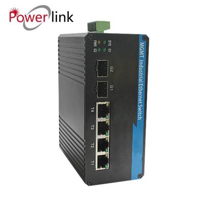 China FTTH 4-Port 10/100T + 2-Port 100/1000X SFP Industrial Ethernet Poe Switch, Industrial Media Converter for sale