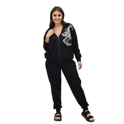 China Sustainable Pure Cotton Zipper Long Sleeve Women's Hoodie Set for sale