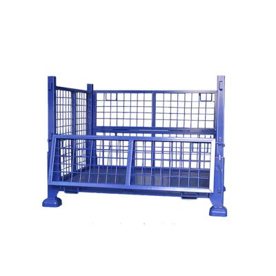 China High Performance Folding Customized Metal Wire Container Lockable Mesh Steel Pallet Box Cage For Warehouse System for sale