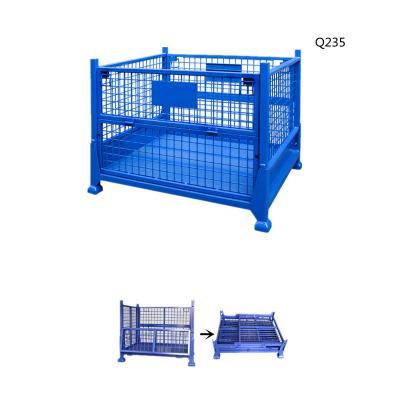 China New Original Folding Customized Lockable Metal Wire Container Cage Mesh Pallet Box System For Warehouse System for sale