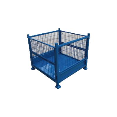 China Popular Customized Lockable Cage Folding Mesh Steel Pallet Box Metal Wire Container Storage For Warehouse System for sale