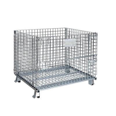 China Stackable European Quality Customized Metal Wire Mesh Steel Q235 Foldable Warehouse Rack Storage Cage Metal For Warehouse System for sale