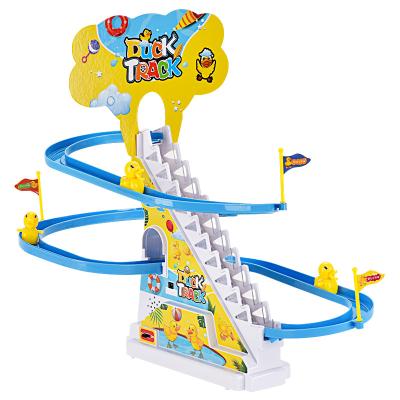 China Cute Educational Electric Climbing Stair Rails Science Toys Musical Popular Amazon Yellow Duck Small Children Interactive Education for sale