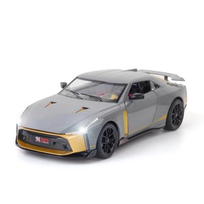 China Toy Wholesale Diecast 1/24 Diecast Zinc Alloy Open Door GTR Of The Four Scale Model Toys Car Pull Back Toys Supermarket Hot Sale for sale