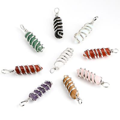 China Beautiful Hand Craft Wire Hand Craft CLASSIC Natural Crystal Stone Spiral Point Stone Pendant for sale