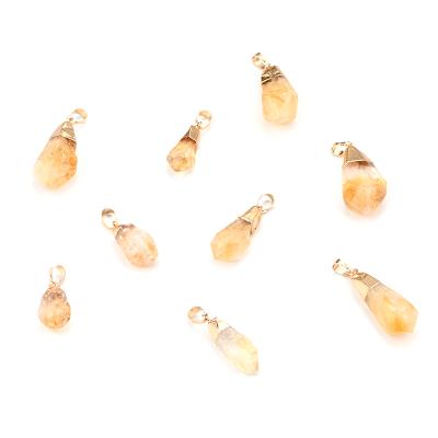 China Natural Raw Citrine Quartz CLASSIC Crystal Necklace, Birthstone Chain Point Stone Pendant Necklace for sale