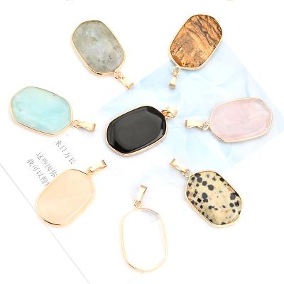 China Good Rated Jewelry CLASSIC Gem Stone Pendant Gold Rim Gemstone Pendant Fashion Trendy for sale