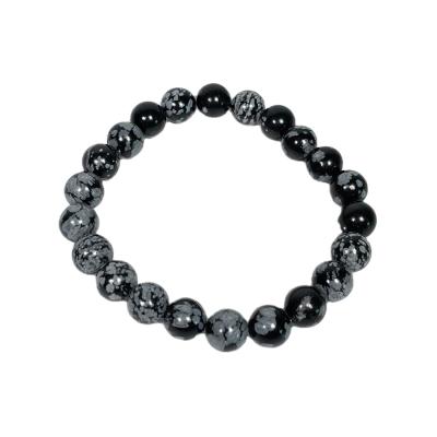 China Wholesale FASHIONABLE Snowflake Obsidian Bead Bracelets 4mm, 6mm, 8mm, 10mm, 12mm 7A for sale