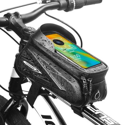 China Pressed Waterproof Zipper Bike Accessories Cycling Front Tube Frame Bag Waterproof Touch Screen Bicycle Top Bag For MTB Road Bike for sale