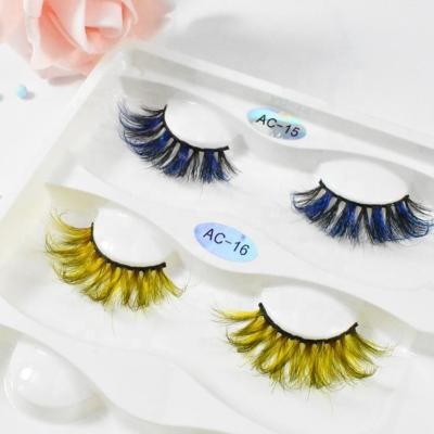 China Long Natural Colored Mink Eyelashes 5D Colored Mink Lashes AC Handmade Colored VOLUME for sale