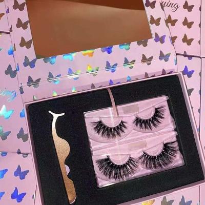 China New Design Long Natural Eyelash Packaging Heart Shaped Eyelash Box Paper Half Sleeve Boxes for sale