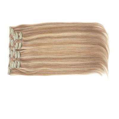 China Seamless Clip In Hair Extension 100% Remy Human Hair Regular Durable Double Wave Clip In Hair Extension for sale