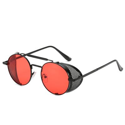 China 10 Years Experience 2021 Steampunk Sunglasses Flexible Metal Round Hollow Sunglasses Men for sale