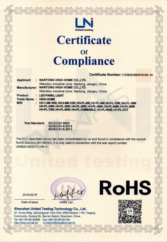 RoHS - Nantong High Home Co., Ltd.