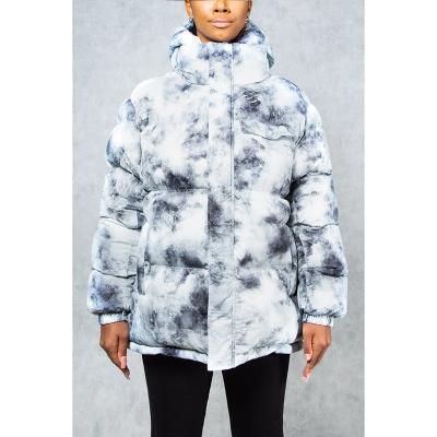 China Anti-Wrinkle Fashion Tie Dye Down Coat Women Winter Casual Long Sleeve Down Coat for sale