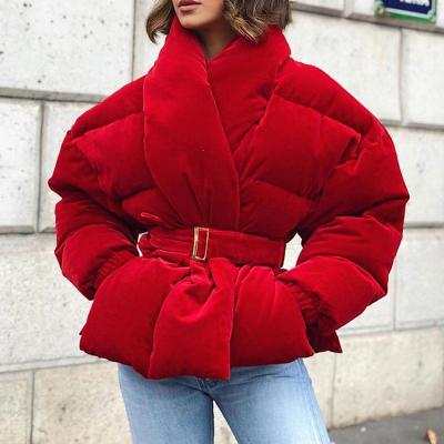 China Custom Made Oversized Winter Long Sleeve Windbreaker Women Velvet Warm Stripper Anti-wrinkle Long Coated With Waistband for sale