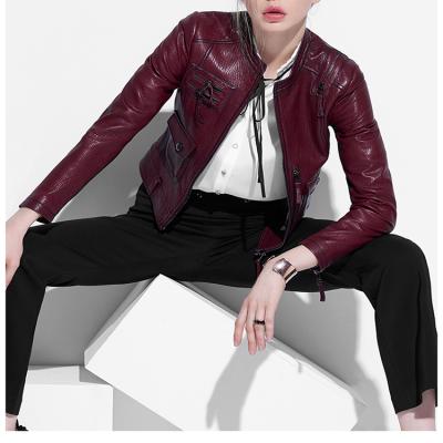 China New Style Waterproof High Quality Leather Motorcycle Jackets Long Sleeve Women Soft Shell Leather Jackets for sale