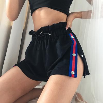 China Custom Anti-Wrinkle Summer Pleated High Waist Button Women Wide-Leg Sports Lace-Up Shorts for sale