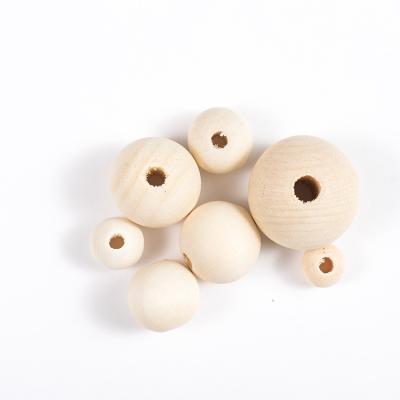 China DJ-Z0035 Wooden 6mm 8mm 10mm 12mm 14mm 16mm 18mm 20mm 20mm 25mm Bulk Unfinished Natural Beech 30mm Wooden Balls Log Beads for sale