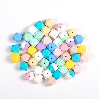 China Other 9mm 12mm 17mm 18mm 15mm Baby Soft Patterned Hexagon Silicone Beads for sale