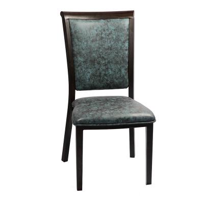 China Nice Workmanship Luxury Stacking Padded Grain Leather Wood Chair Aluminum Dining Chair for sale