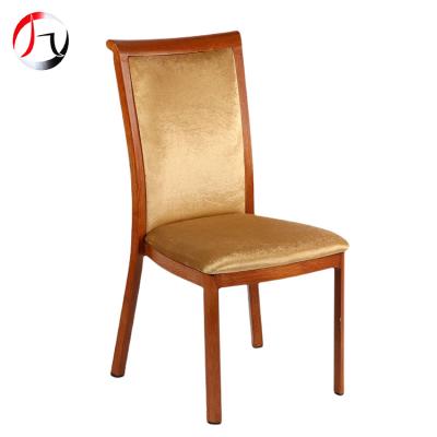 China Modern Professional Banquet Wedding Chair Hotel High Back Aluminum Frame Imitated Wooden Event Chairs for sale