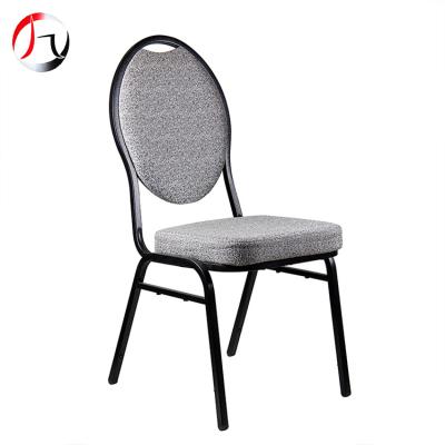 China Modern Wedding Furniture Iron Metal Steel Oval Round Back Hotel Banquet Hall Chairs for sale