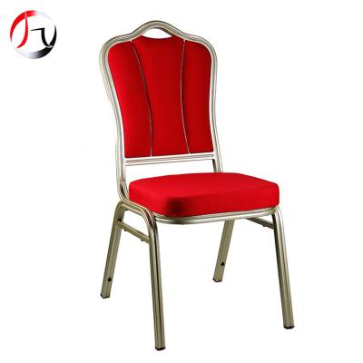 China Modern Wholesale Stackable Aluminum Banquet Chairs Red Velvet Wedding Hotel Chair for sale