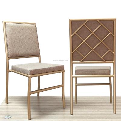 China Gold Modern Aluminum Hotel Furniture Banquet Stackable Cross Back Chair For Wedding Event for sale