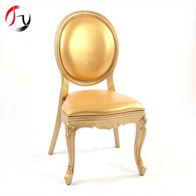 China Modern Custom Stackable Hotel Banquet Round Back Chairs Gold Louis Ghost Resin Chair For Events for sale