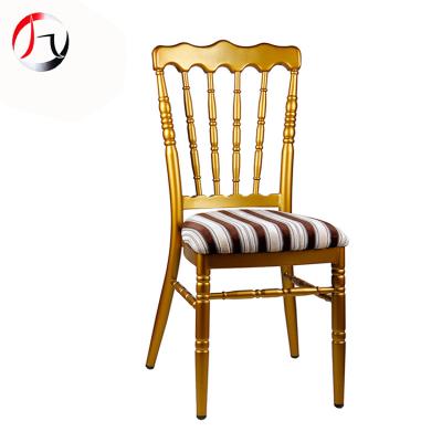 China Modern cheap high back gold metal hotel furniture napoleon stackable chairs for sale for sale