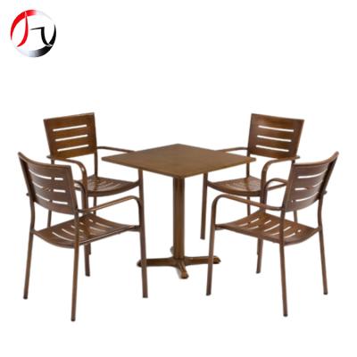 China Modern High Quality Indoor Outdoor Square Bistros Bar Cafe Restaurant Steel Table for sale