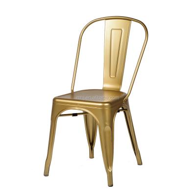 China Durable Vintage Metal Cafeteria Gold Toli Chair , Outdoor Galvanized Cafe Dining Chair for sale