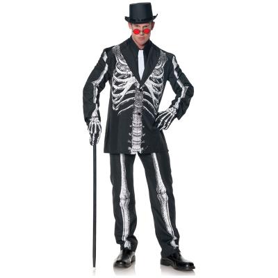 China Eco-Friendly Skeleton Cosplay Adult Men Gentleman Costume Halloween Skeleton Costume for sale