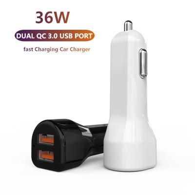 China Mobile phone 36W USB car charger QC 18W dual charger mutifunction fast car mobile chargers USB port car for sale