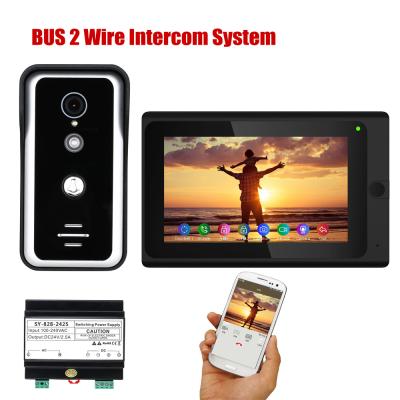 China WIFI 7 Inch Wired WIFI BUS 2 Wire Video Door Phone Intercoms with HD 1000TVL Camera Night Vision, Support Remote APP Unlocking for sale