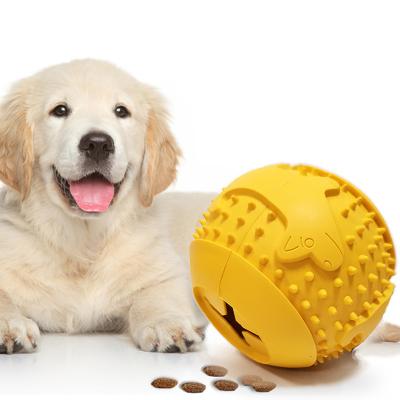 China Natural Non-Toxic Heavy Duty Chew Bite Running Hard Teeth Rubber Viable Dispenses Multifunctional Food Ball Pet Toy for sale