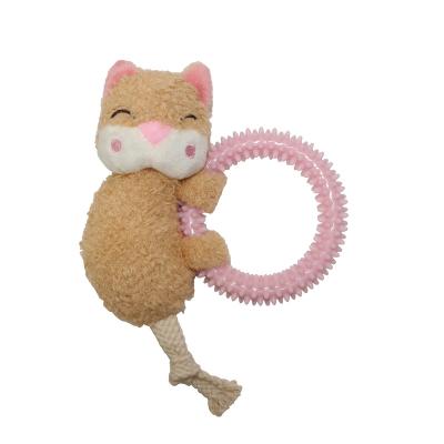 China Wholesale Viable Plush Cat Plug Smudge Ring Pet Toys Safe Environmental Friendly Non-Toxic Bite Resistant Toys for sale