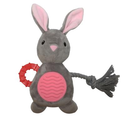 China Wholesale Viable Plush Rabbit Pet Toys Decompression Pet Toys Stay Alone Play Teether Plush Rabbit Pet Chew Toy Home for sale