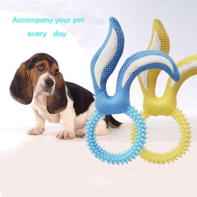 China Supplier Online Viable Wholesale Pet Toys Rabbit Head Burr Ring Safety Material Can Make Noises Dog Chewing Interactive Pet Toys for sale