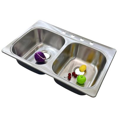 China With Faucet China Manufacturer Wholesale Hidden Double Bowl Undermount Modern Stainless Steel Kitchen Sinks 304 for sale