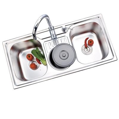 China With Faucet Double Bowl Kitchen Sink Stainless Steel Washing Custom Restaurant Vegetable Sink for sale