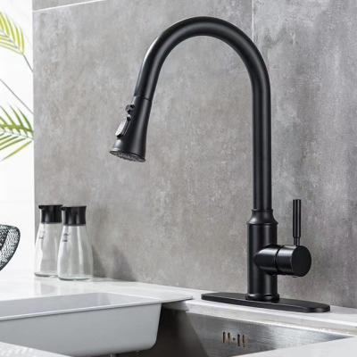 China Pull Out H-3681 Stainless Steel Hot And Cold Hose Black Pull Out Kitchen Faucets And Sink Faucets for sale