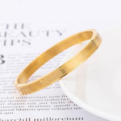 China Asian Classical Buddhist Hiphop Sutra Stainless Steel Gold Color Buddhism Bangles Bracelet For Souvenir for sale