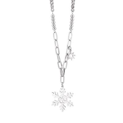 China Factory wholesale simple trend FASHIONABLE beaded necklace men/women stainless steel snowflake shape necklaces for sale