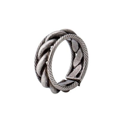 China Hiphop personalized men's and women's retro punk stainless steel twist rings for sale